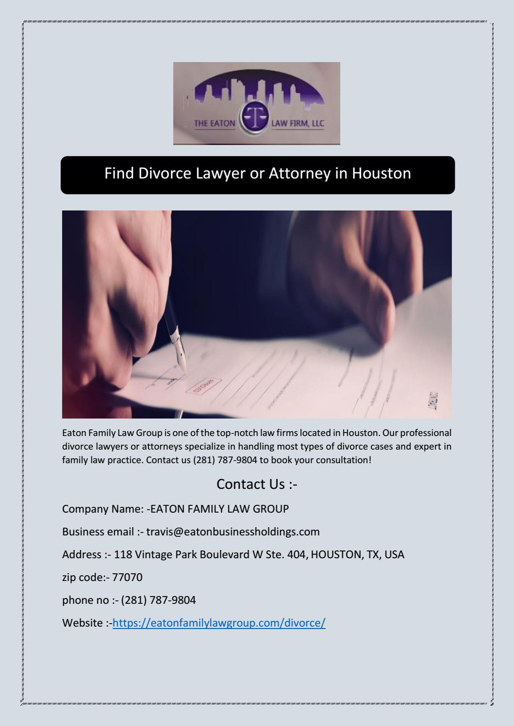Find Divorce Lawyer or Attorney in Houston by EATON FAMILY LAW GROUP