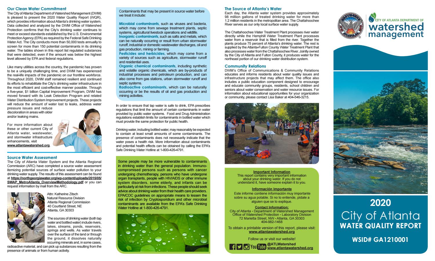 The City of Atlanta Department of Watershed Management 2020 Water
