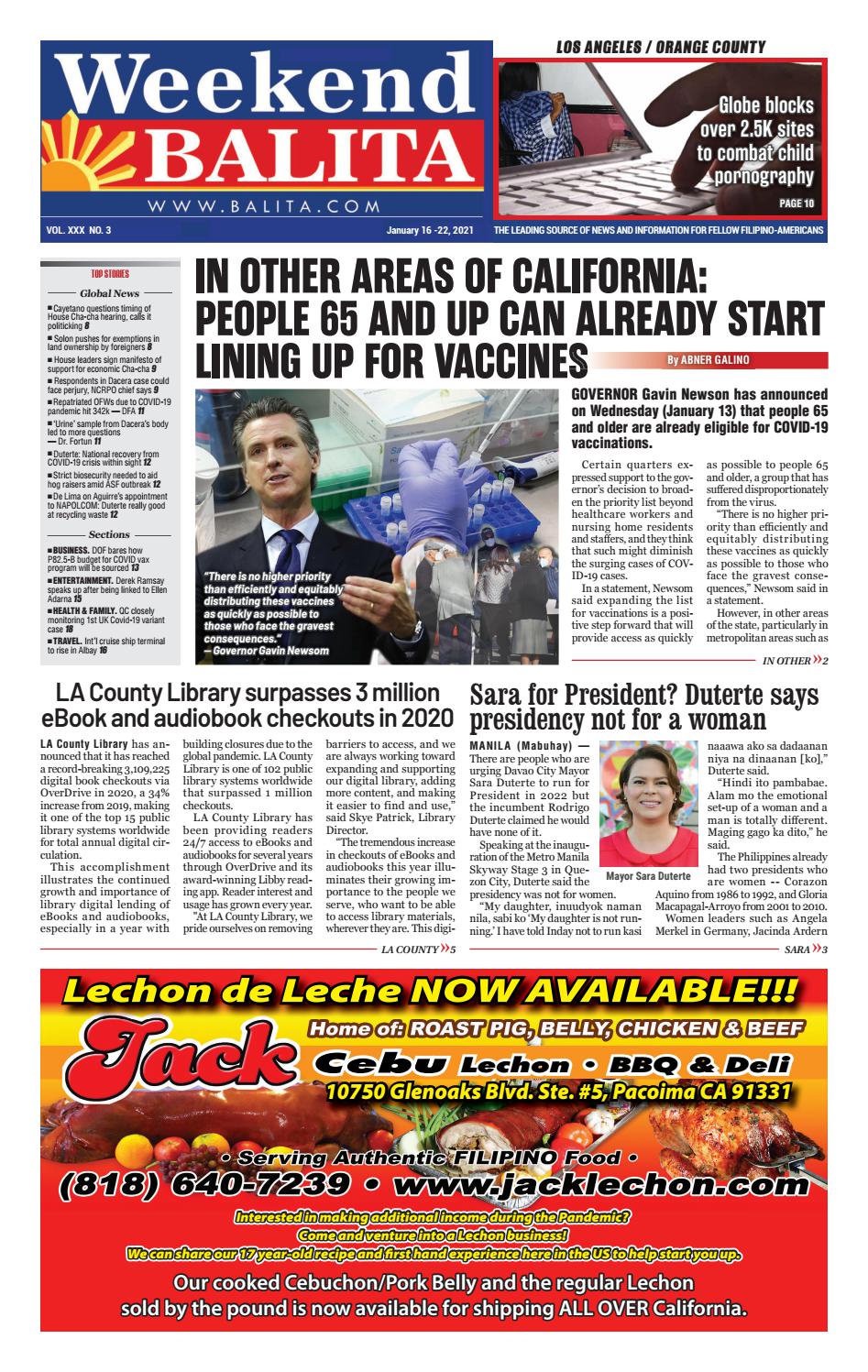 Weekend Balita Los Angeles Edition January 16 2021 By Balita Media 