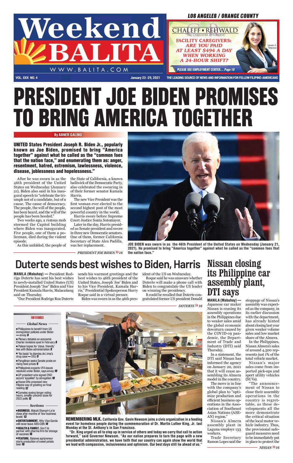 Weekend Balita Los Angeles Edition January 23 2021 By Balita Media 