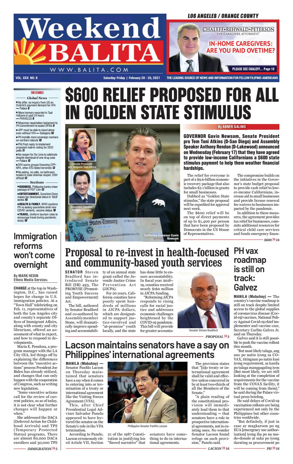 Weekend Balita Los Angeles Edition February 20 2021 By Balita Media 