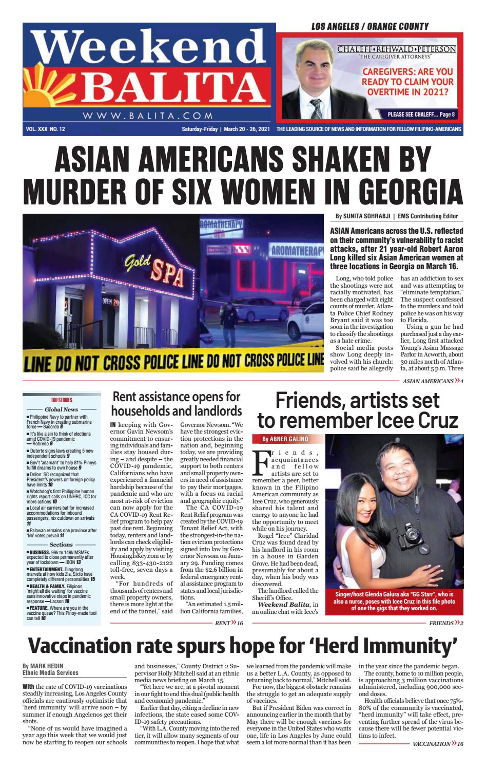 Weekend Balita Los Angeles Edition March 20 2021 By Balita Media 