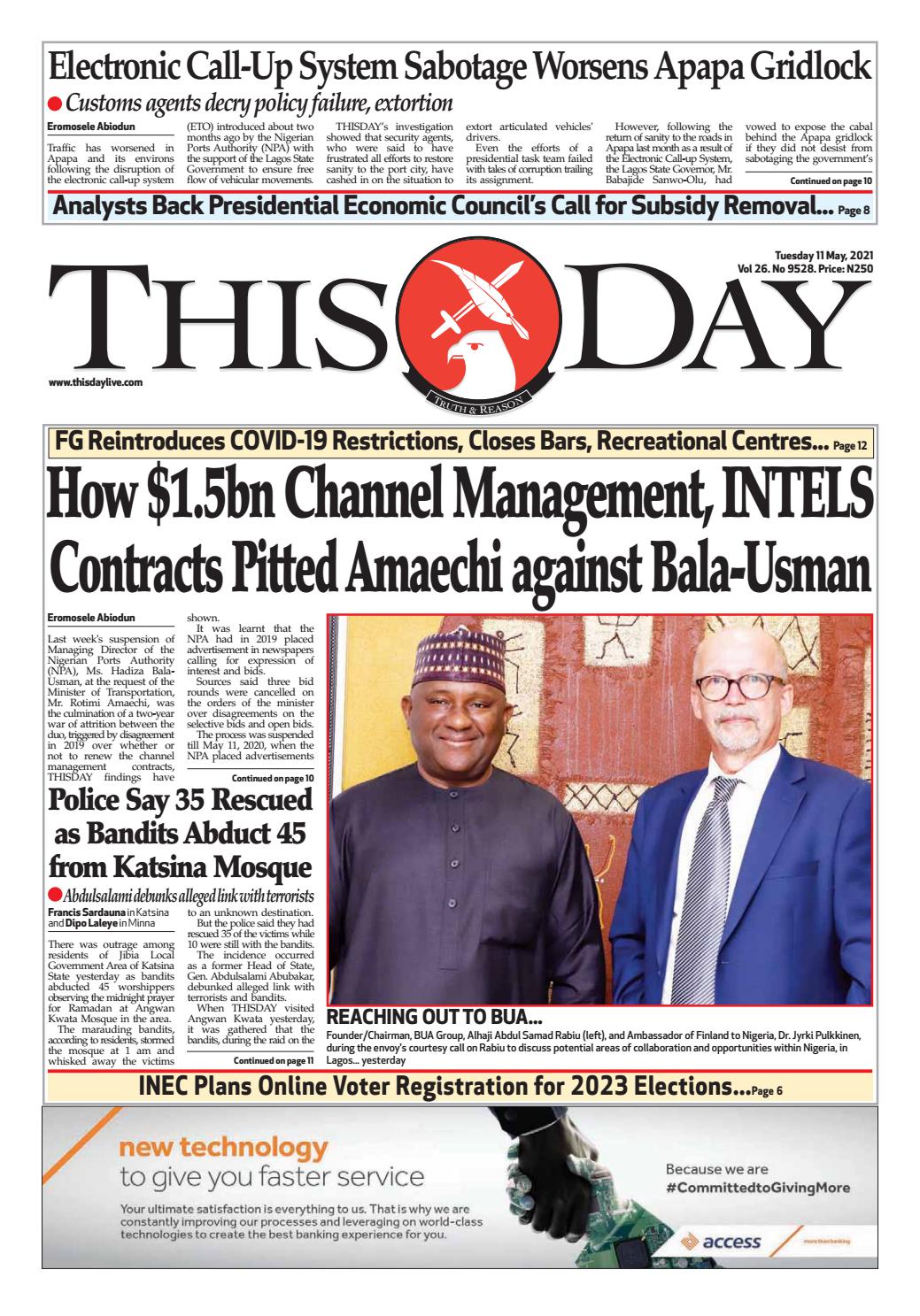 TUESDAY 11TH MAY 2021 By THISDAY Newspapers Ltd Issuu TUESDAY 11TH MAY 2021 By THISDAY Newspapers Ltd Issuu