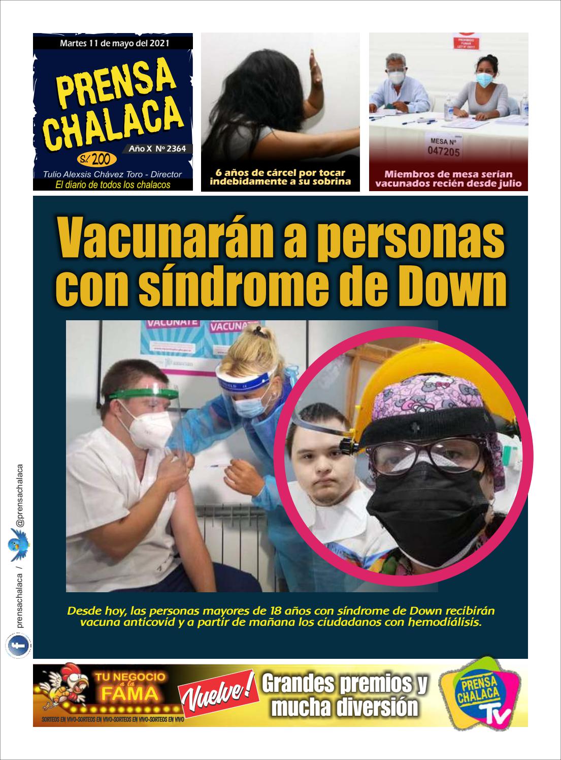 PRENSA CHALACA N° 2364 (11052021) VACUNARÁN A PERSONAS CON SÍNDROME