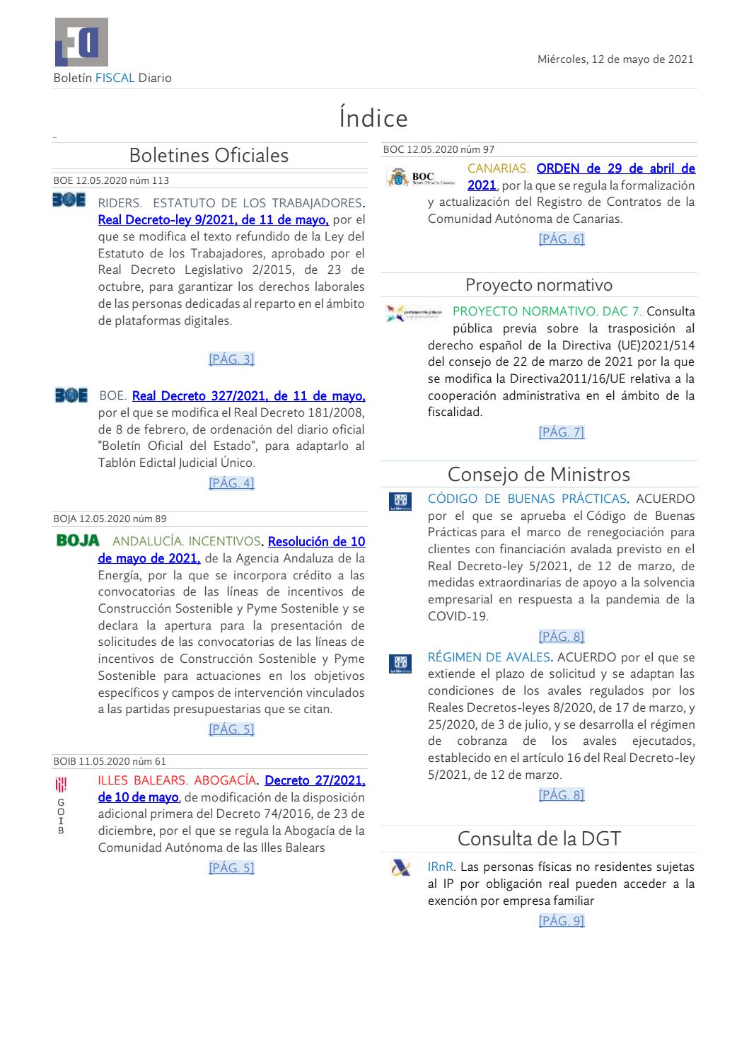 Mini Boletín Fiscal 12 05 2021 Www Gabinetedelaorden By Delaorden