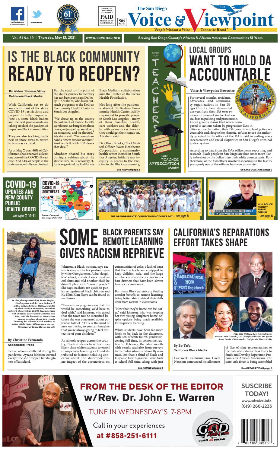 Vol 61 No 19 Thursday May 13 21 By Sd Voice Viewpoint Issuu