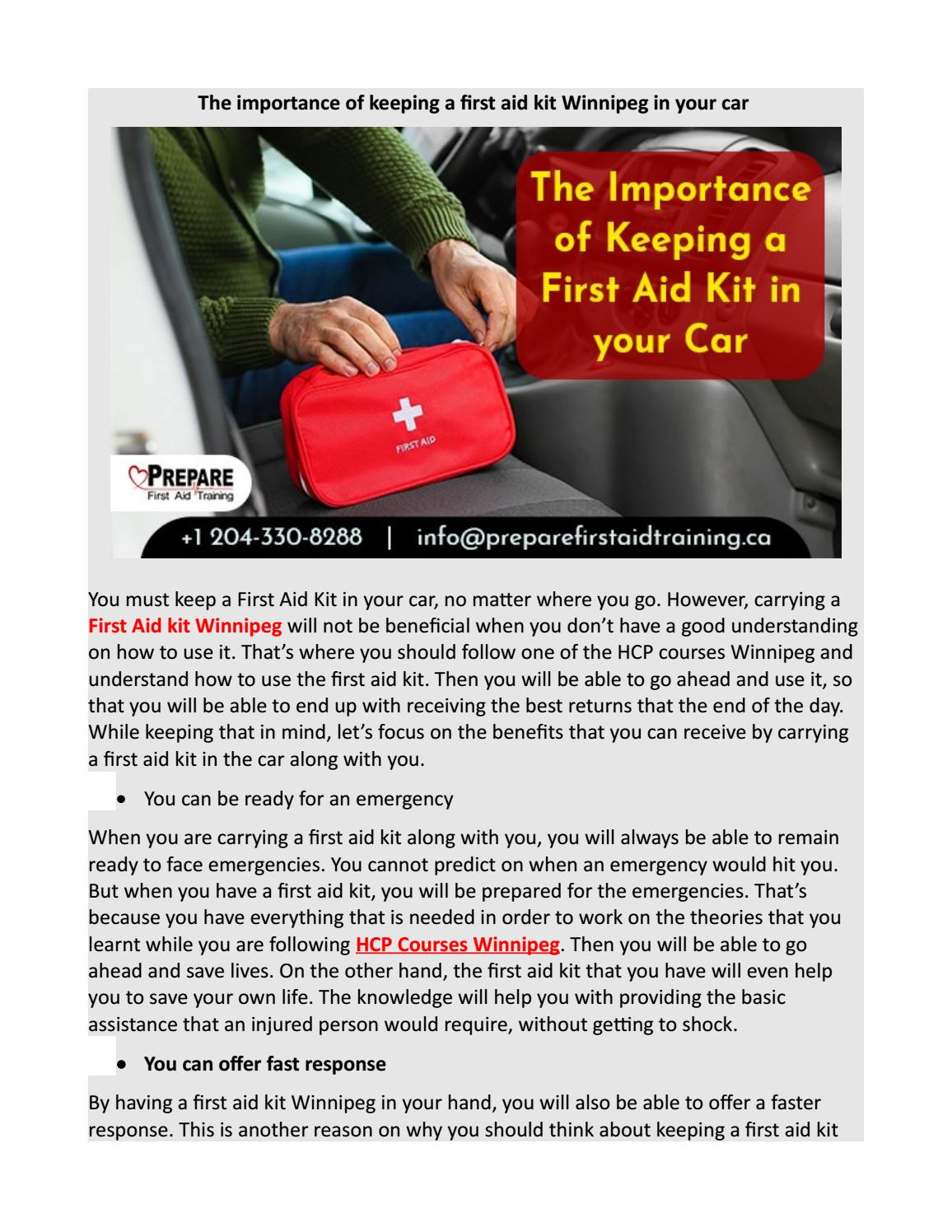 The importance of keeping a first aid kit in your car by Prepare First