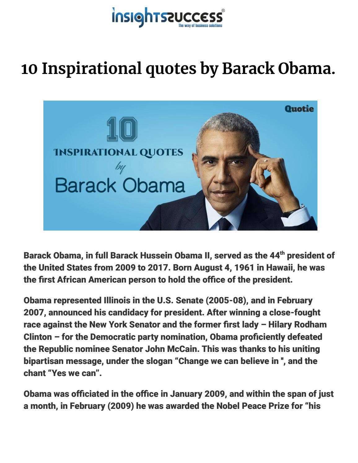 10 Inspirational quotes by Barack Obama. by Insights Success Media - Issuu, image size:1156x1496