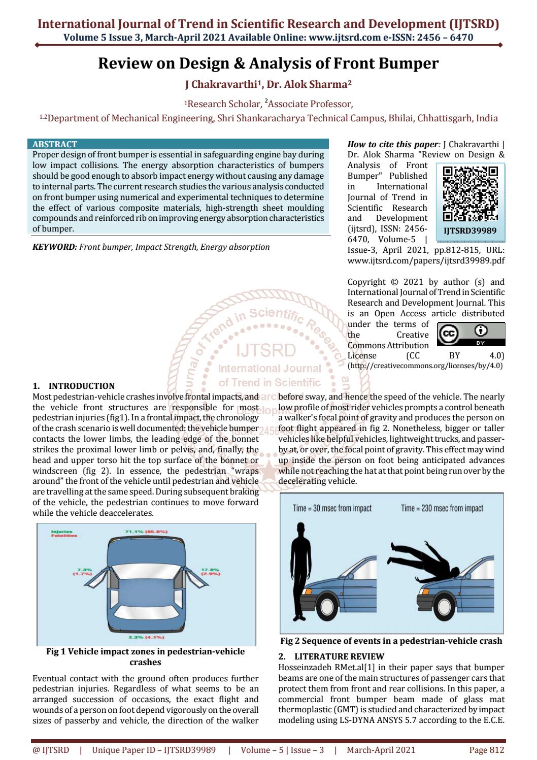 Review on Design and Analysis of Front Bumper by International Journal