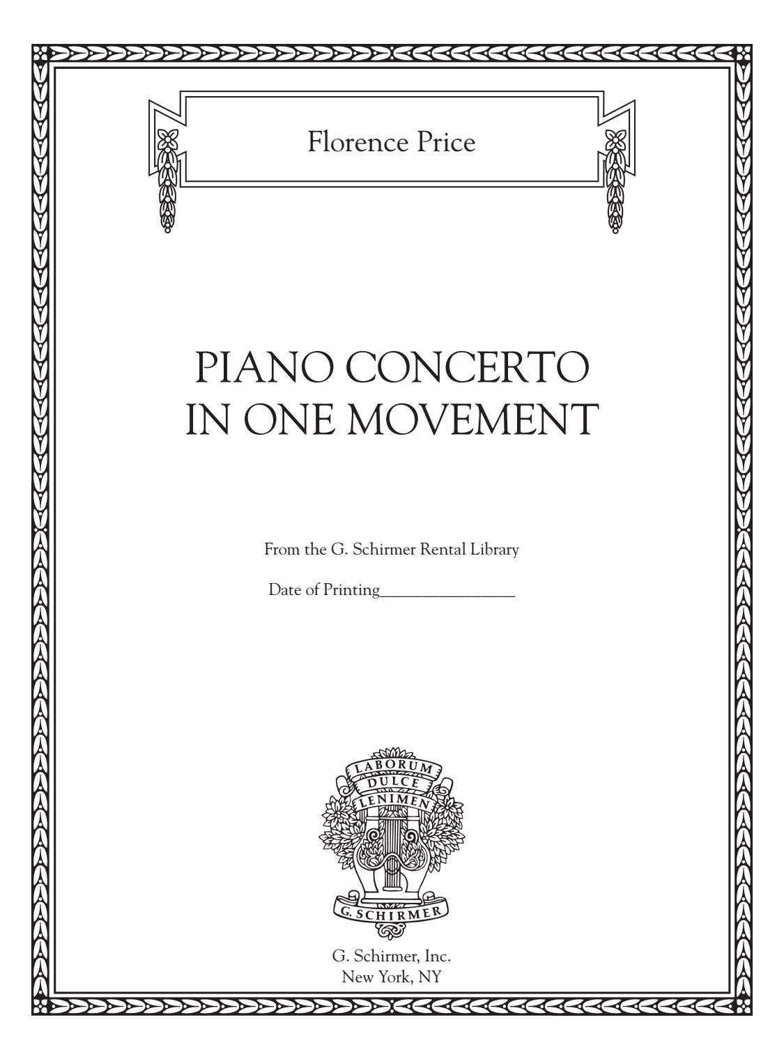 Price Piano Concerto In One Movement By Scoresondemand Issuu
