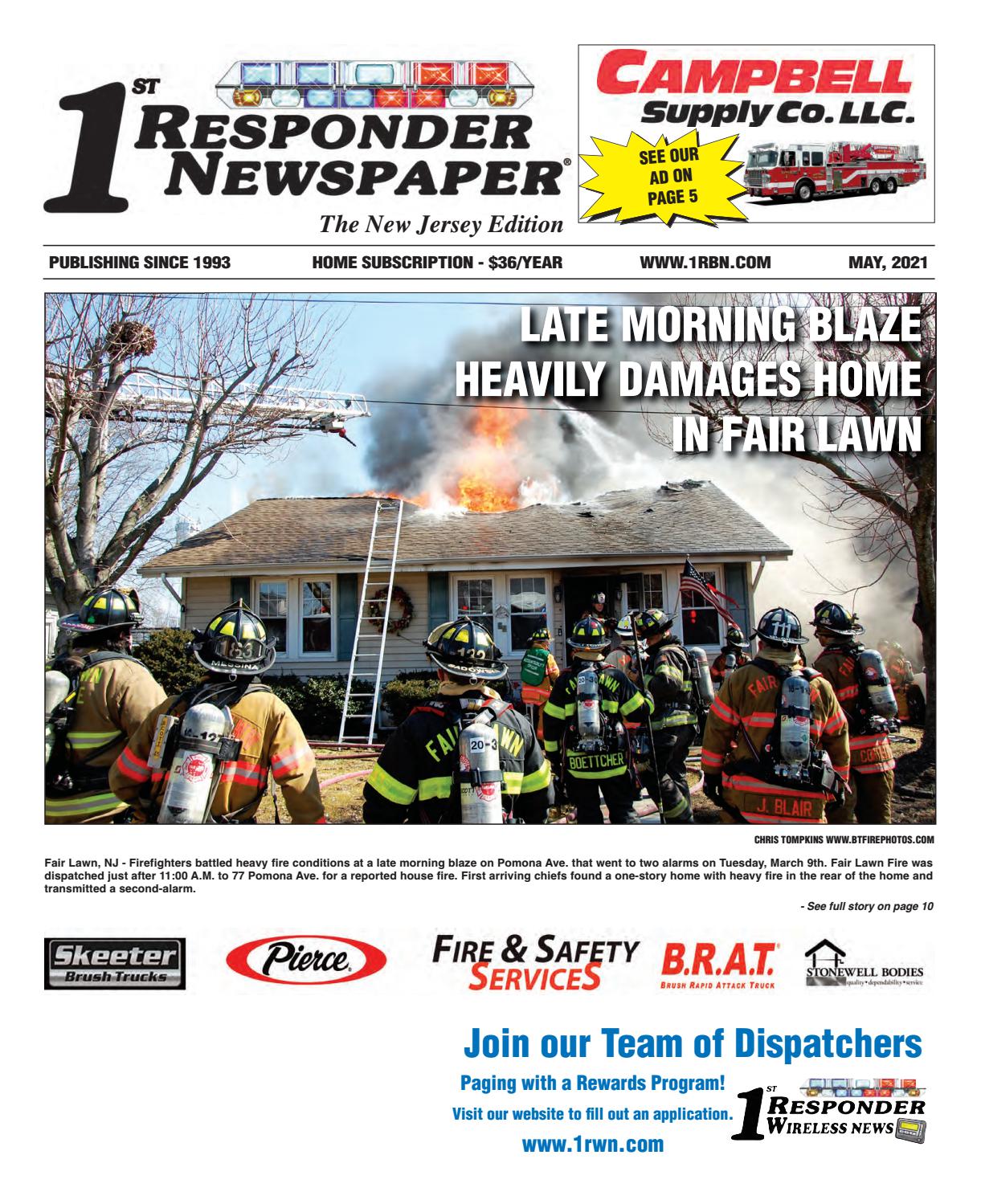 1st Responder News New Jersey May Edition by Belsito Communications Inc