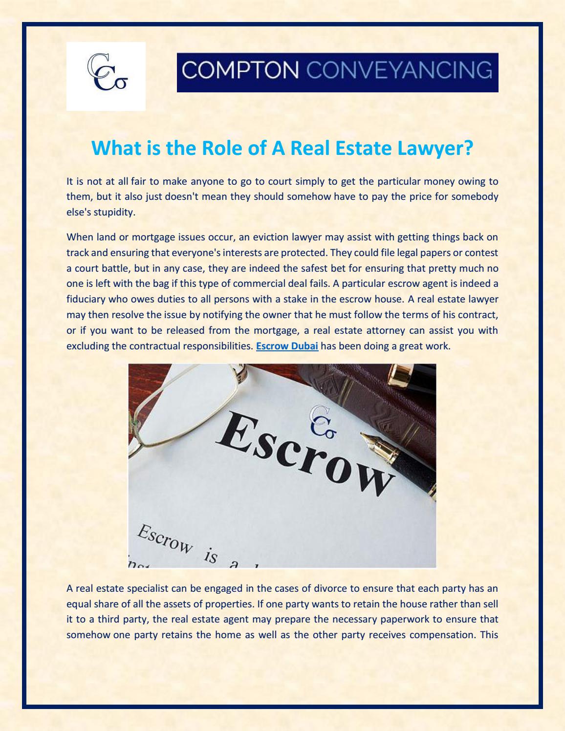 What is the Role of A Real estate lawyer Dubai by Compton Conveyancing
