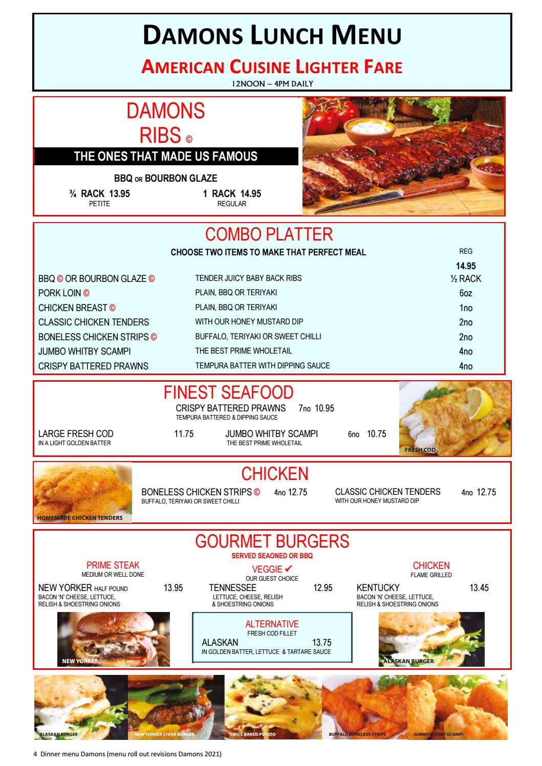 Damons Lunch Menu by PaulStafford Issuu