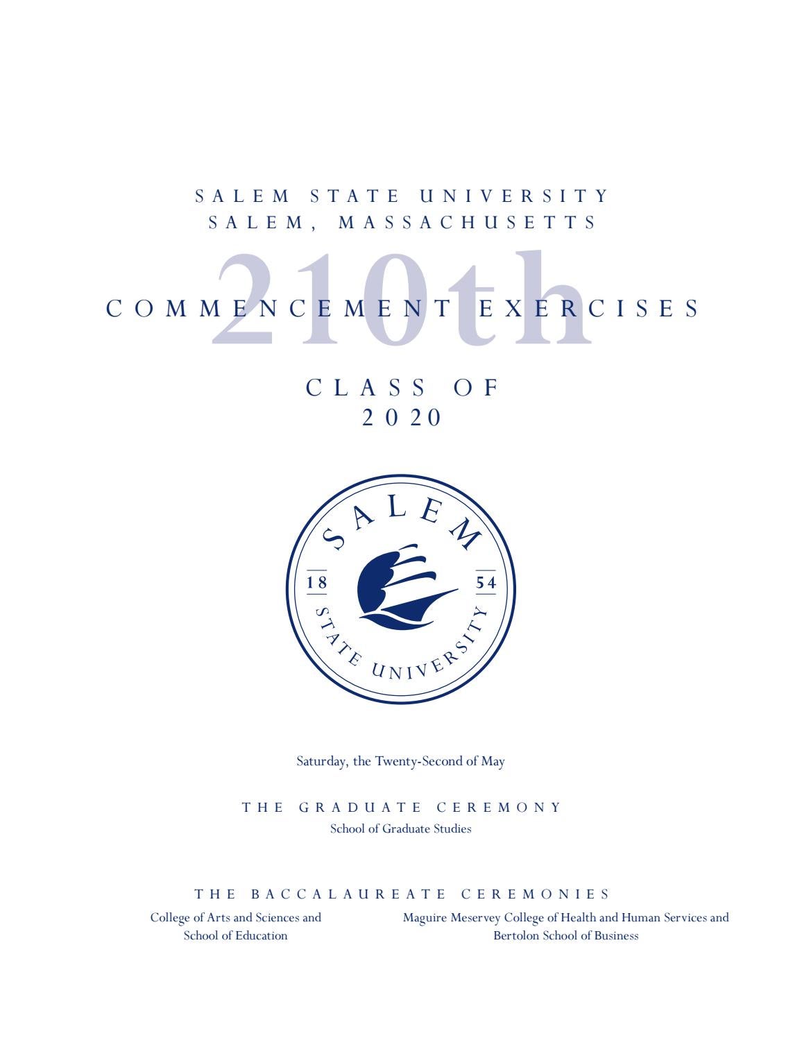 Salem State University Commencement Exercises Class Of 2020 By Salem 