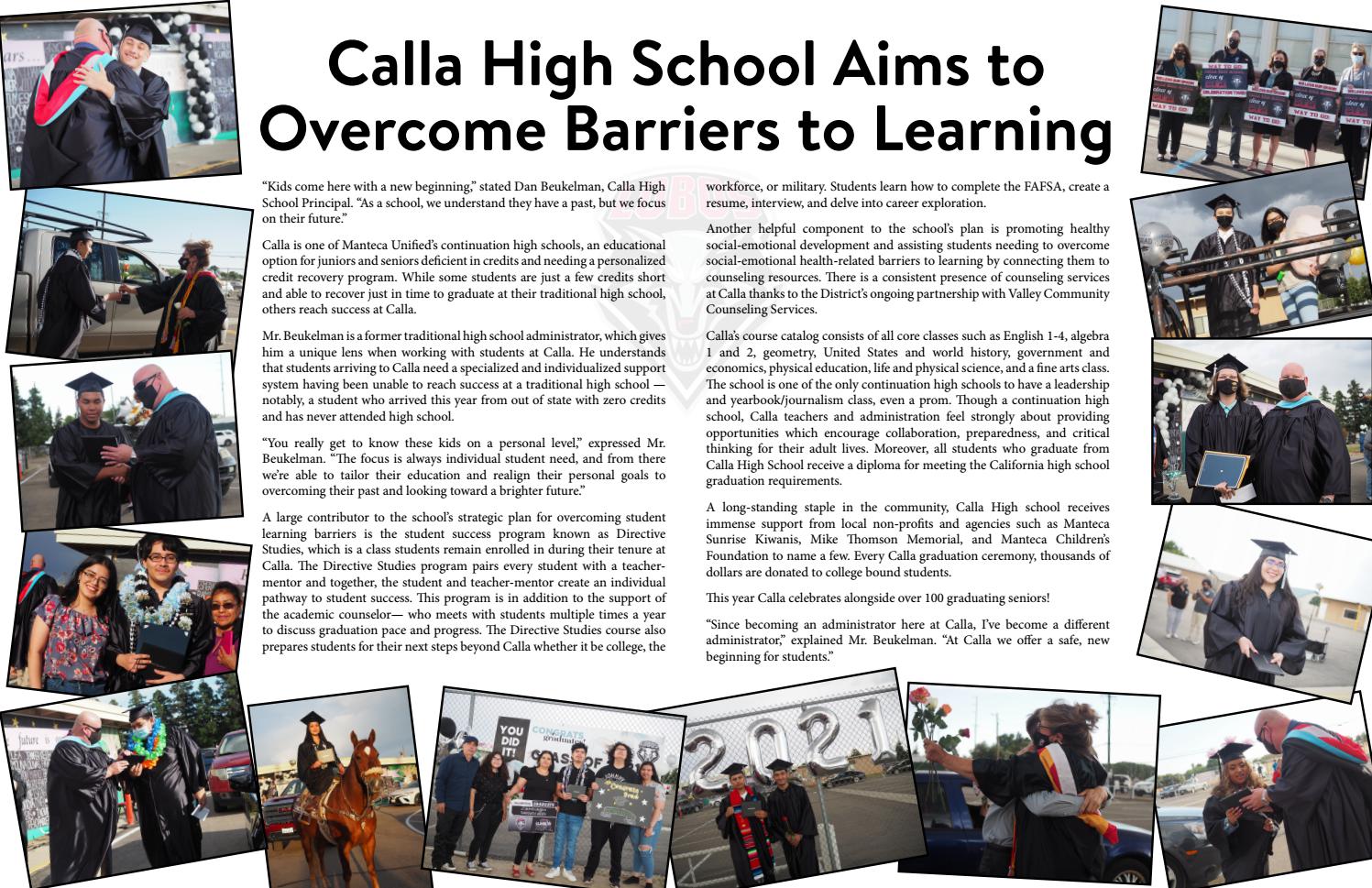 Calla High School Aims to Barriers to Learning by Manteca