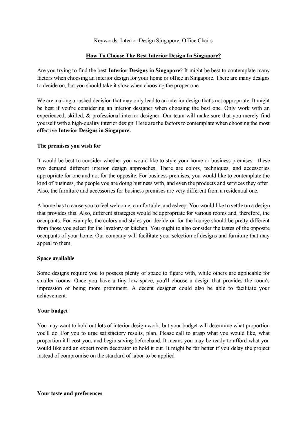 Interior Designs in Singapore by Singapore Interior - Issuu