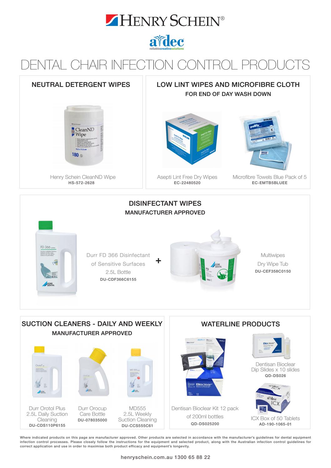 Adec Dental Chair Infection Control Products by Henry Schein Australia