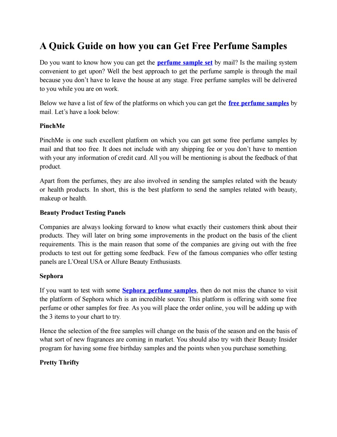 A Quick Guide on how you can Get Free Perfume Samples by rohny Issuu