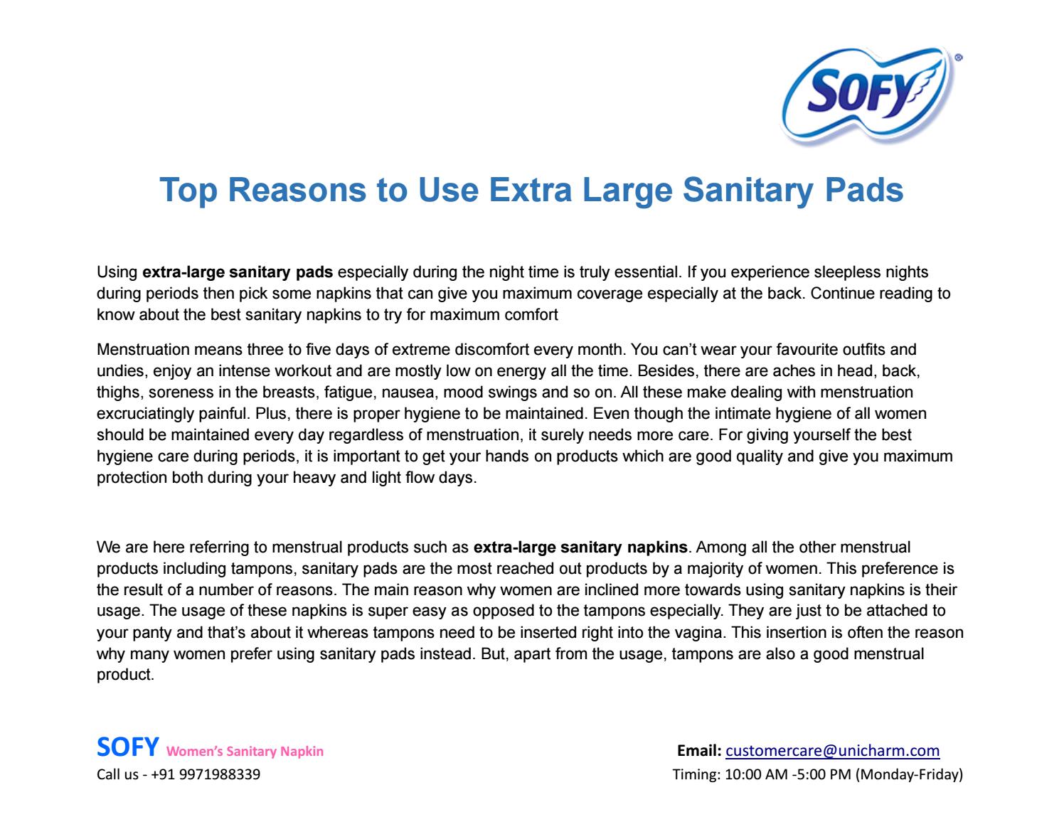Top Reasons to Use Extra Large Sanitary Pads by Harleen Kaur Issuu