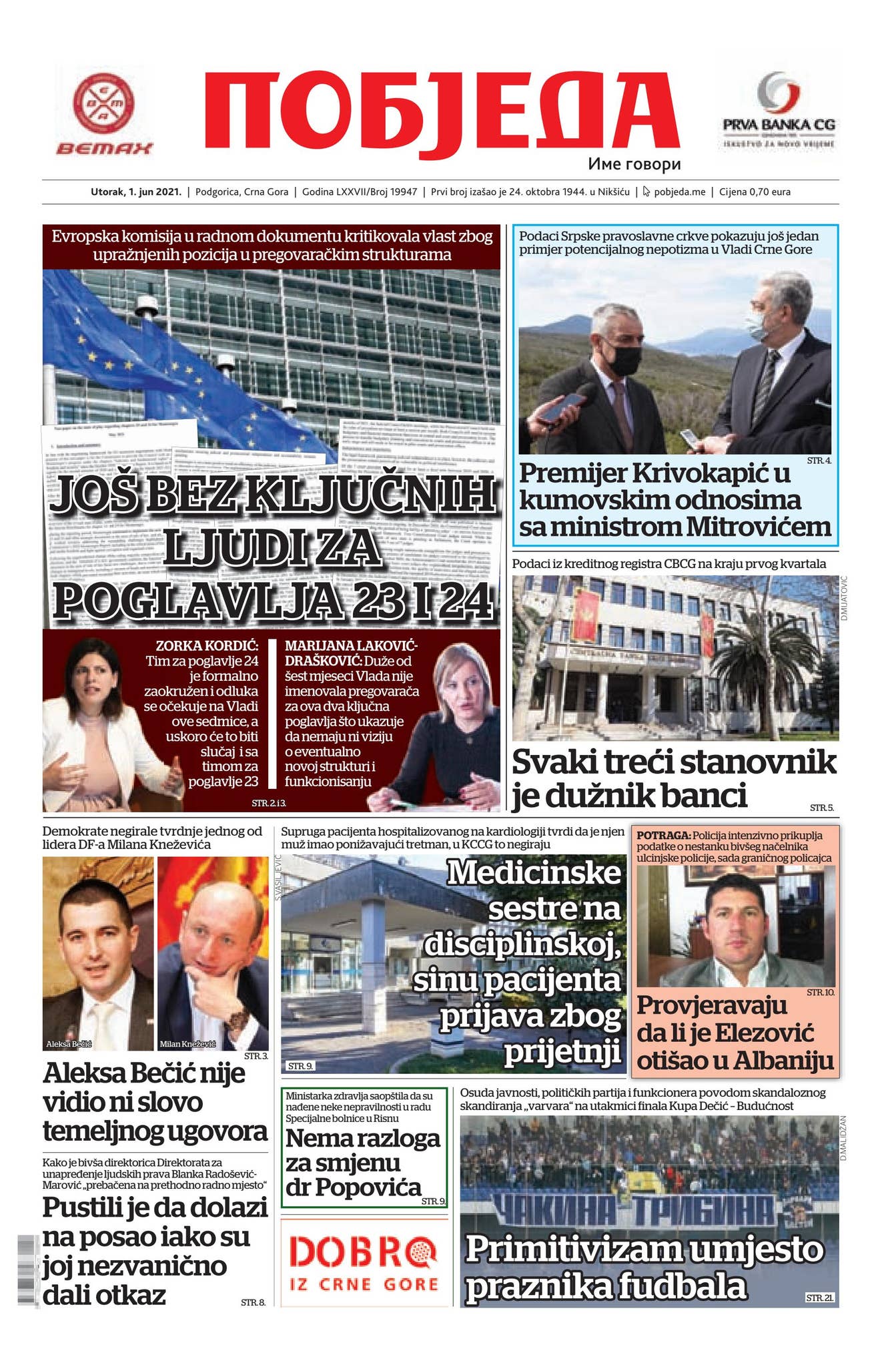 Pobjeda Novine Dnevni list Pobjeda 01.06.2021. by Pobjeda - Issuu