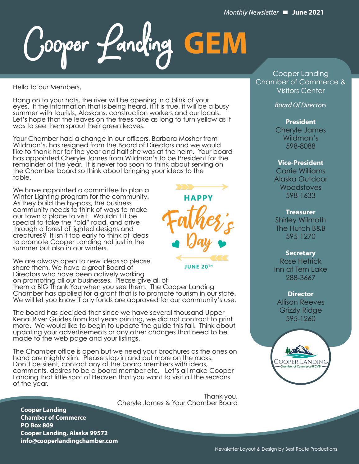 Cooper Landing Gem Newsletter June 2021 by Cooper Landing Chamber Issuu