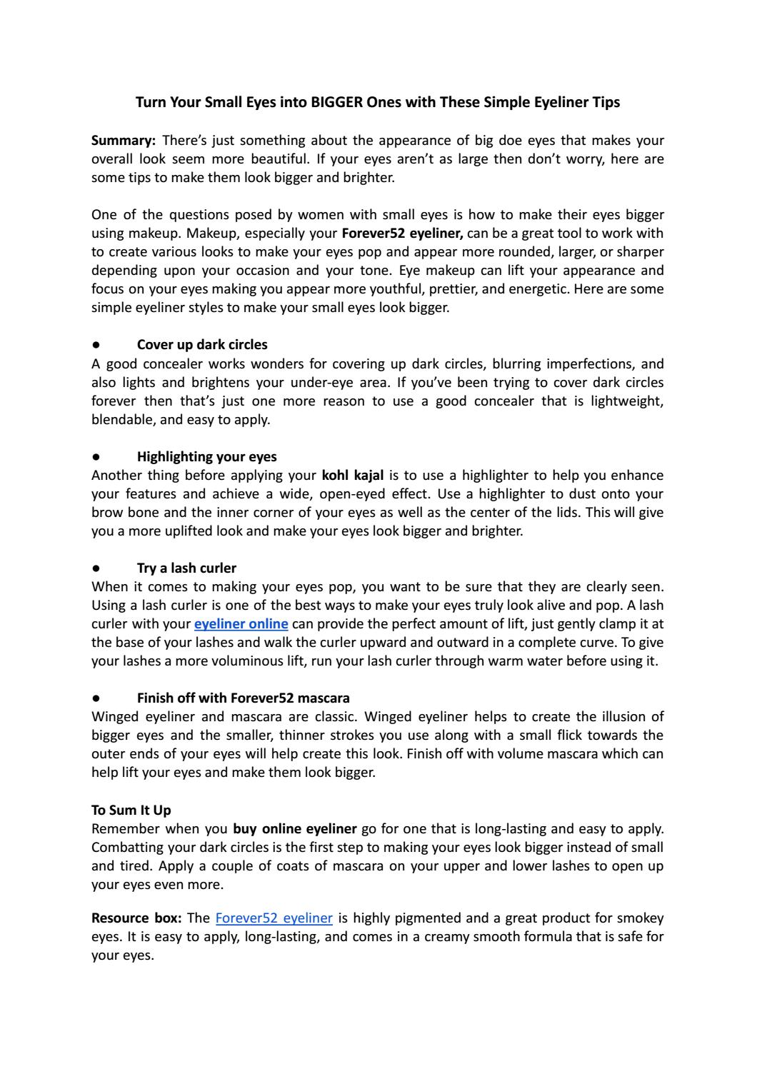 Turn Your Small Eyes Into Bigger Ones With These Simple Eyeliner Tips By Adam Brown Issuu