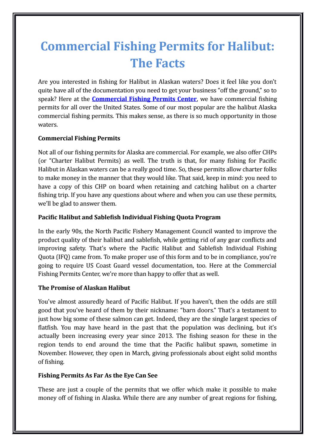 Commercial Fishing Permits for Halibut The Facts by Chirag Patel Issuu