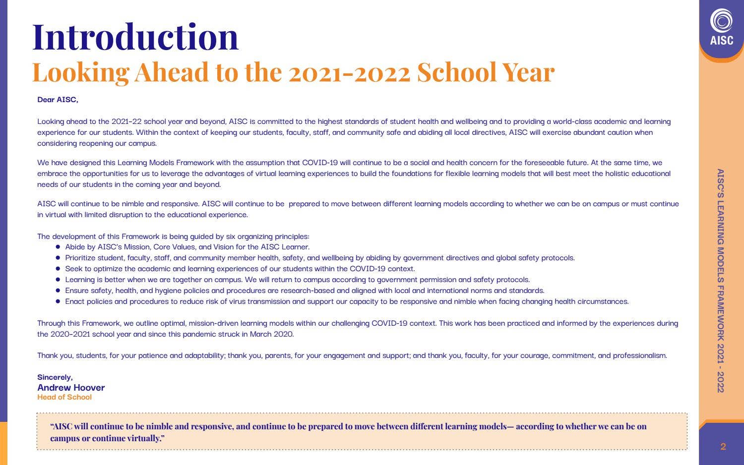 AISC's Learning Models Framework 2021-2022 by American International ...