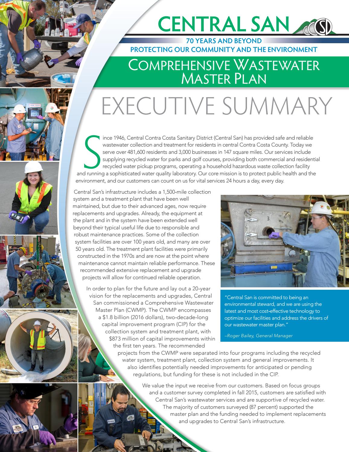 Comprehensive Wastewater Master Plan Executive Summary by Central San Issuu