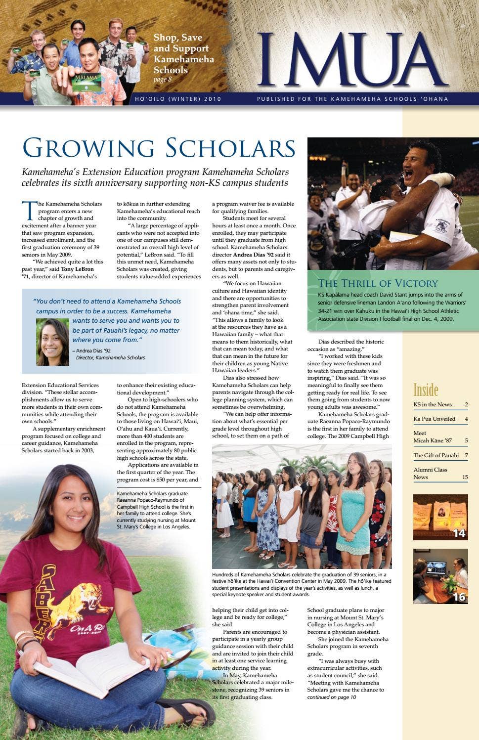 I Mua Magazine: Winter 2010 by Kamehameha Schools - Issuu
