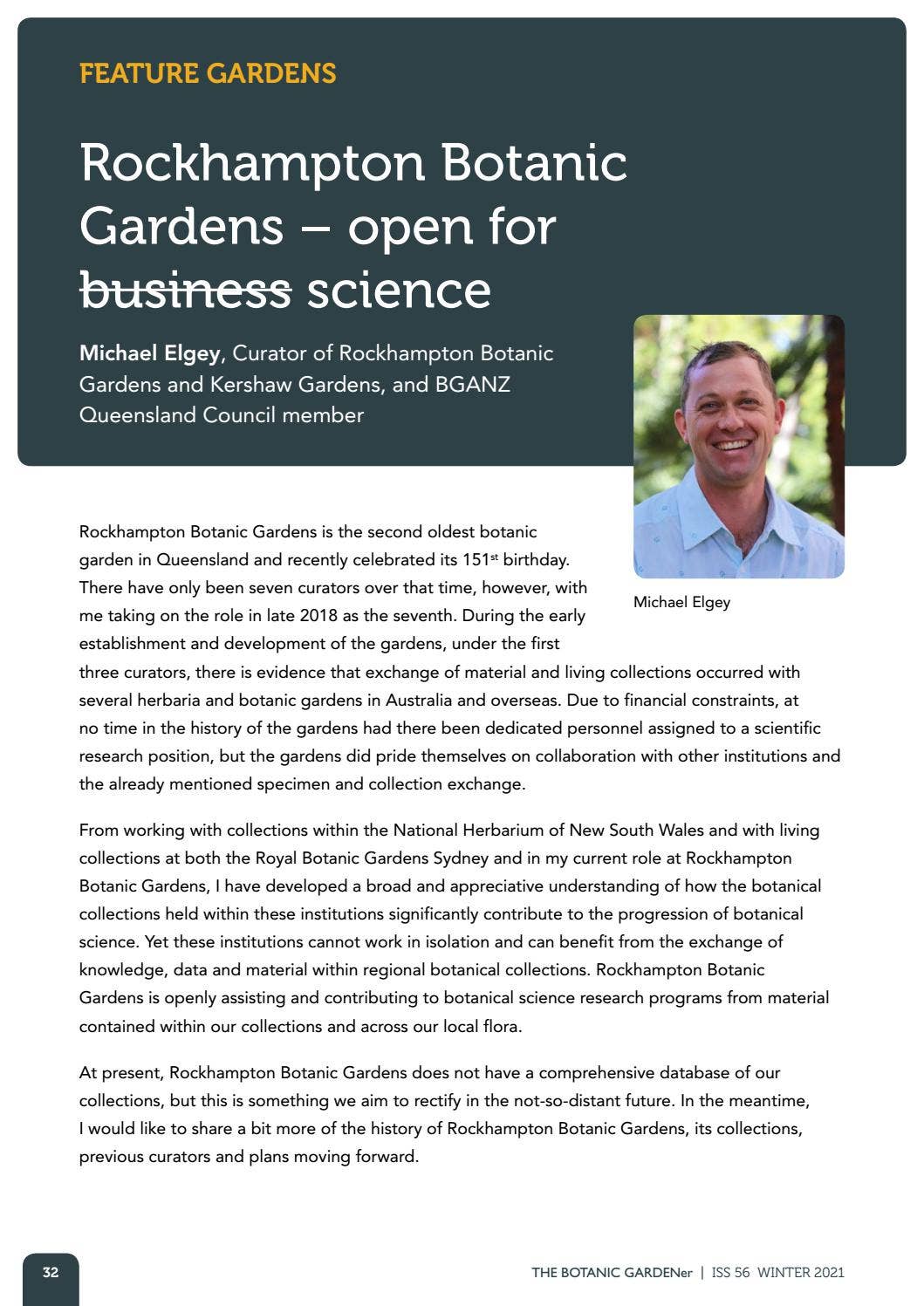 THE BOTANIC GARDENer WINTER 2021 - Botanic gardens – Plant science in ...