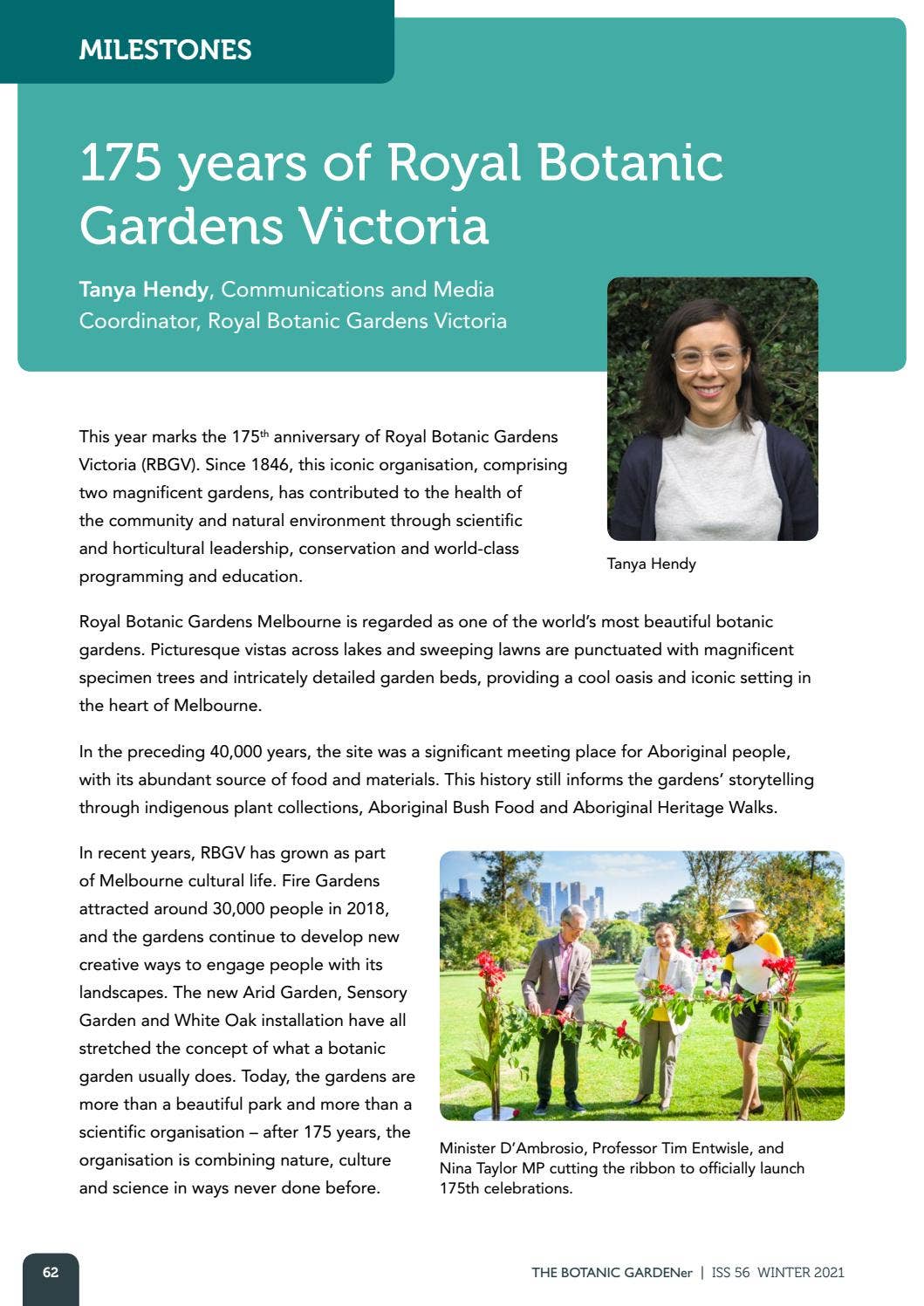 THE BOTANIC GARDENer WINTER 2021 - Botanic gardens – Plant science in ...