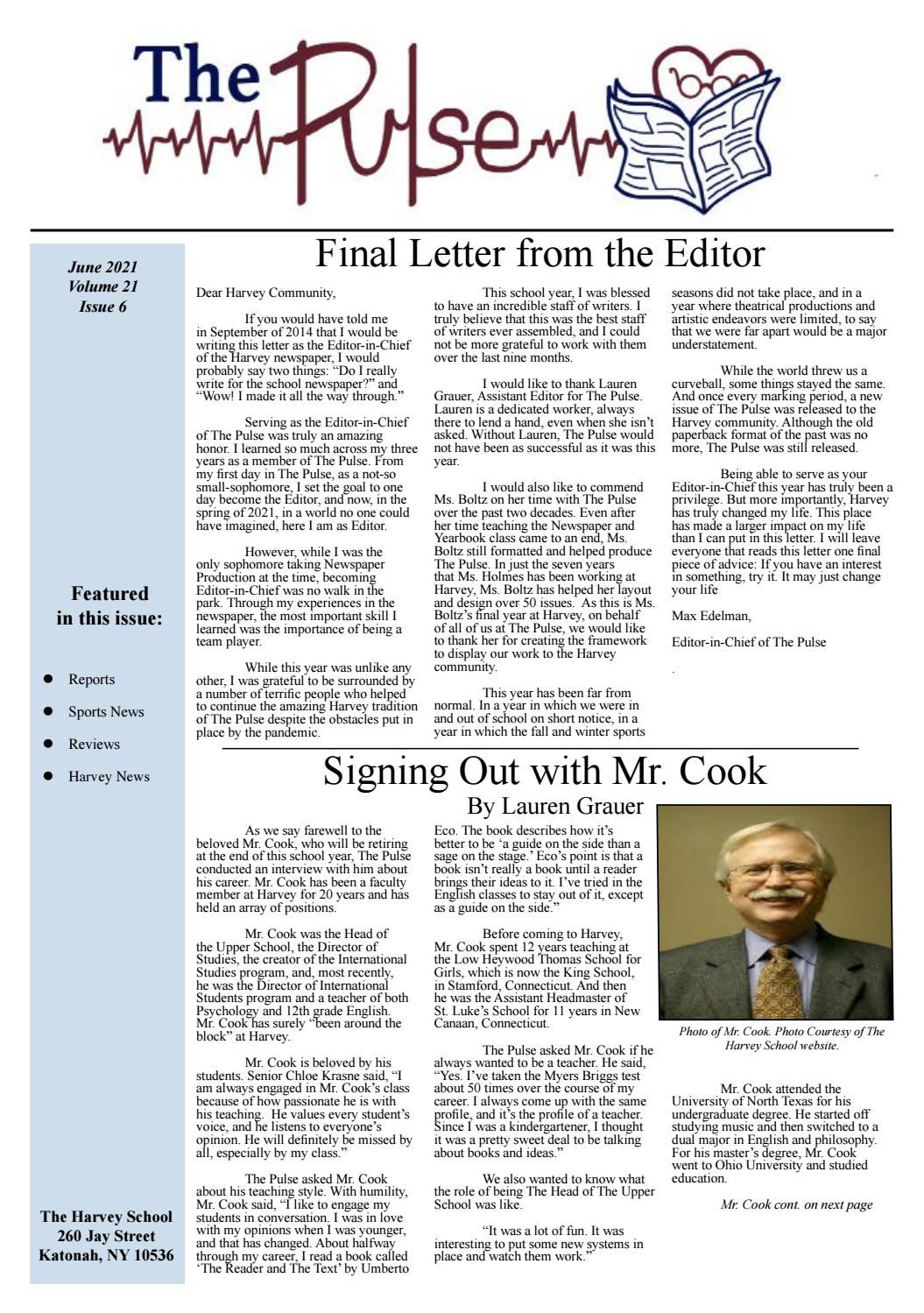 The Pulse June 21 Volume 21 Issue 6 By The Harvey School Issuu
