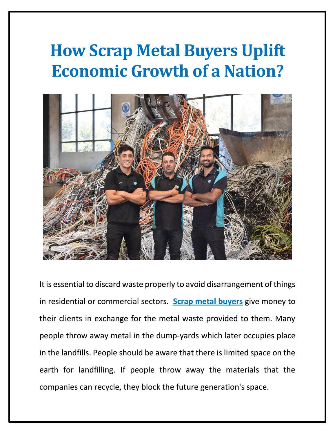 How Scrap Metal Buyers Uplift Economic Growth of a Nation? by SRS ...