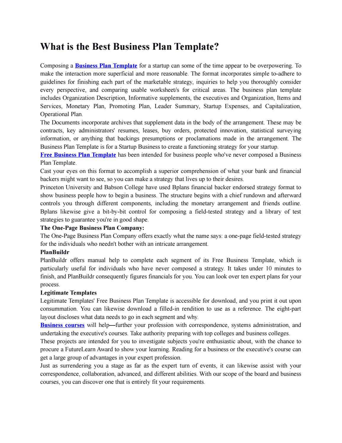 What is the Best Business Plan Template? by rohny Issuu