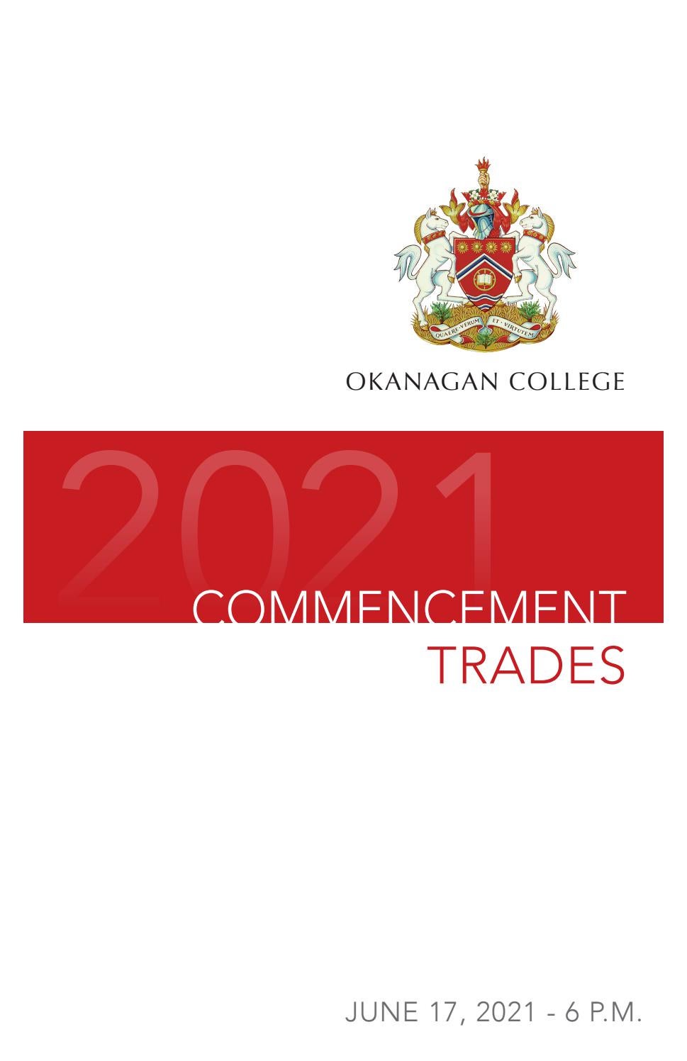 Okanagan College 2021 Trades Commencement by Okanagan College Issuu