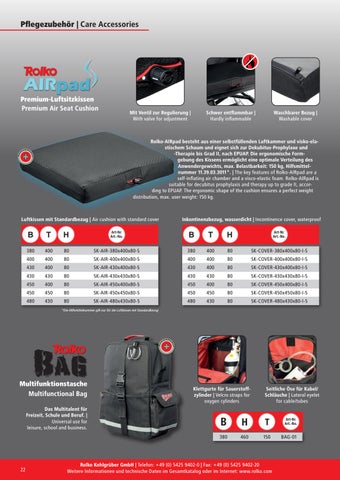 Rolko Kohlgrüber GmbH Reha-Gesamtkatalog: 9. Bettenzubehör / Rehab 总目录 : 9. Care 床 配件 第 22 页