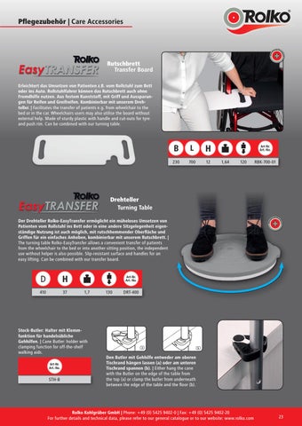 Rolko Kohlgrüber GmbH Reha-Gesamtkatalog: 9. Bettenzubehör / Rehab 总目录 : 9. Care 床 配件 第 23 页