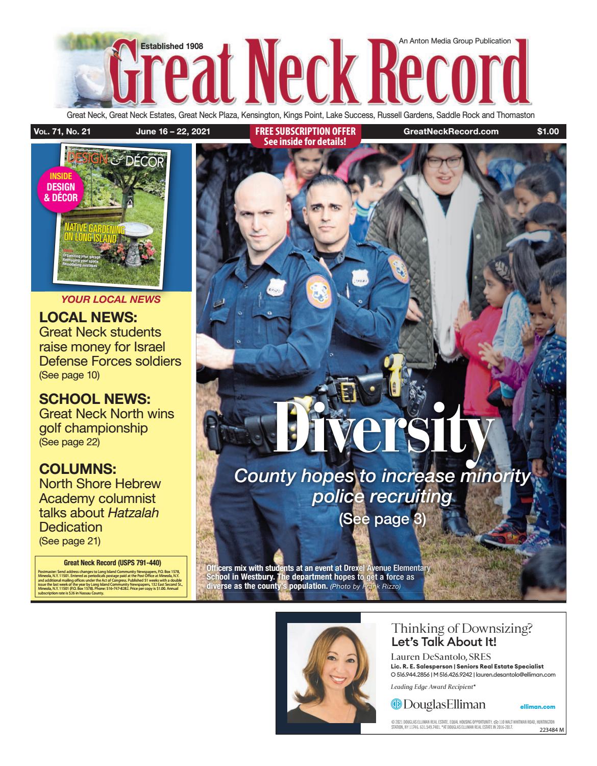 Great Neck Record 6/16/21 edition is published weekly by Anton Media Group by Anton Community
