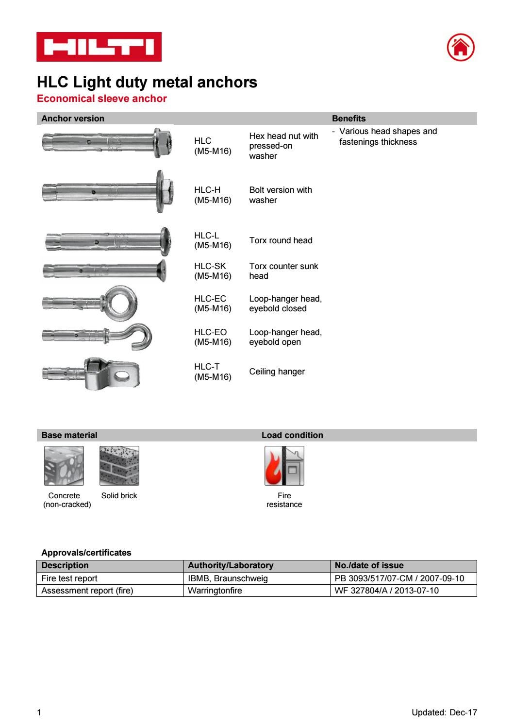 Tæknilegar Upplýsingar fyrir HLC Metal Anchor by Hagi ehf Issuu