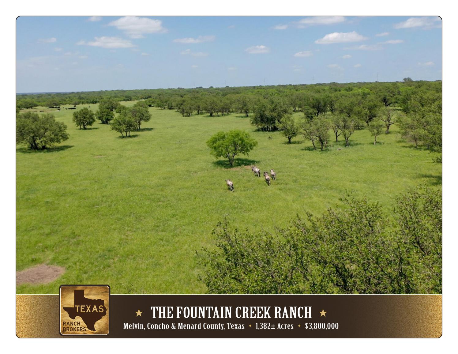 The Fountain Creek Ranch; 1,382 Acres in Melvin, Concho & Menard County