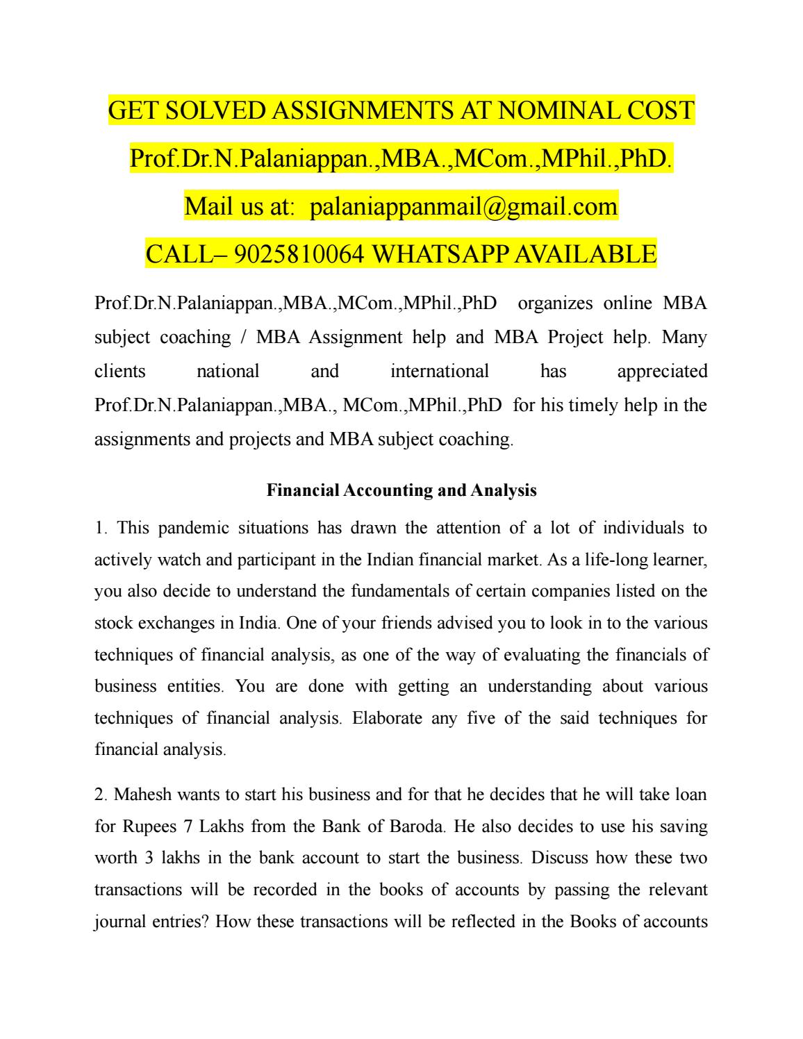 NMIMS Solution Sep 2021 Financial Accounting And Analysis By NMIMS Help 