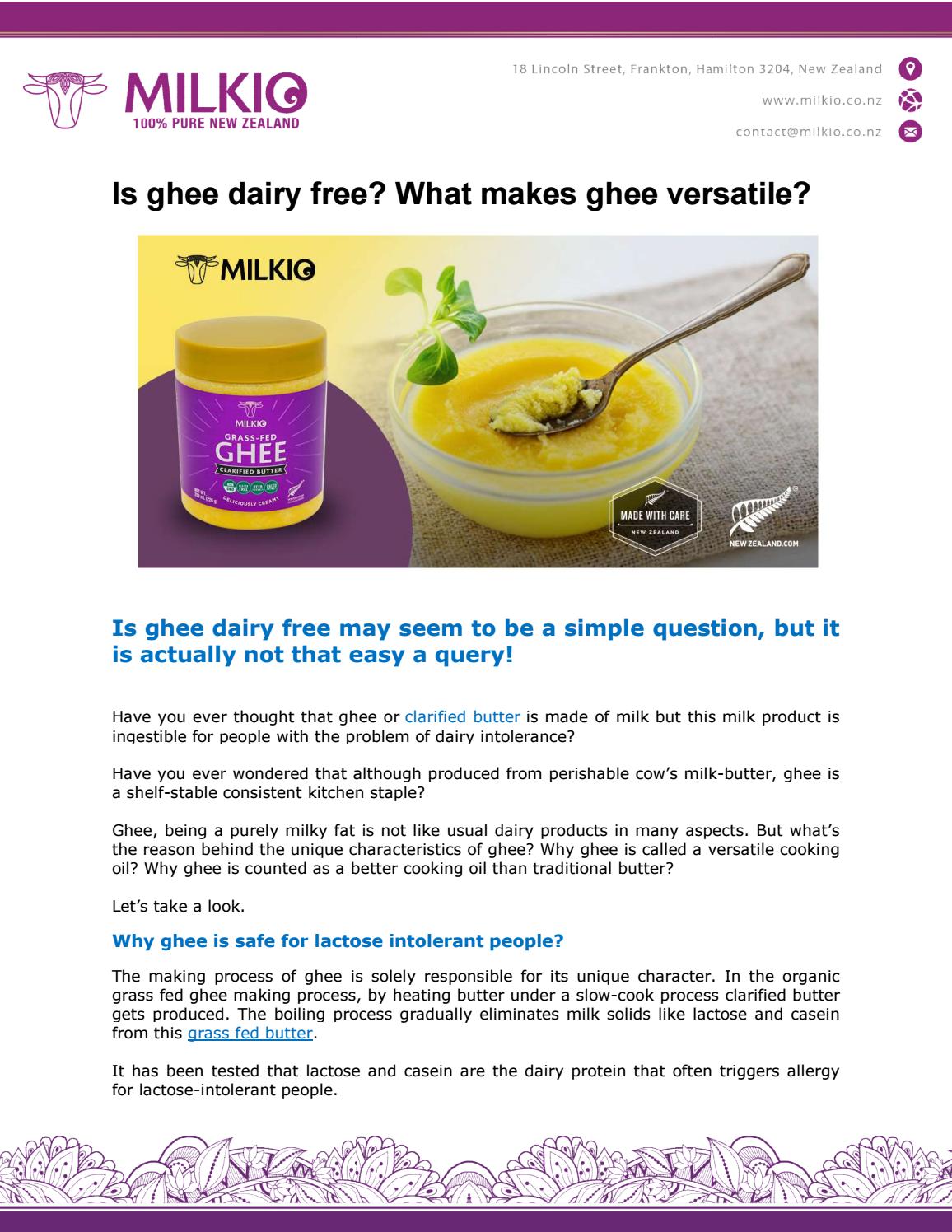 Is Ghee Dairy Free By Milkio - Issuu