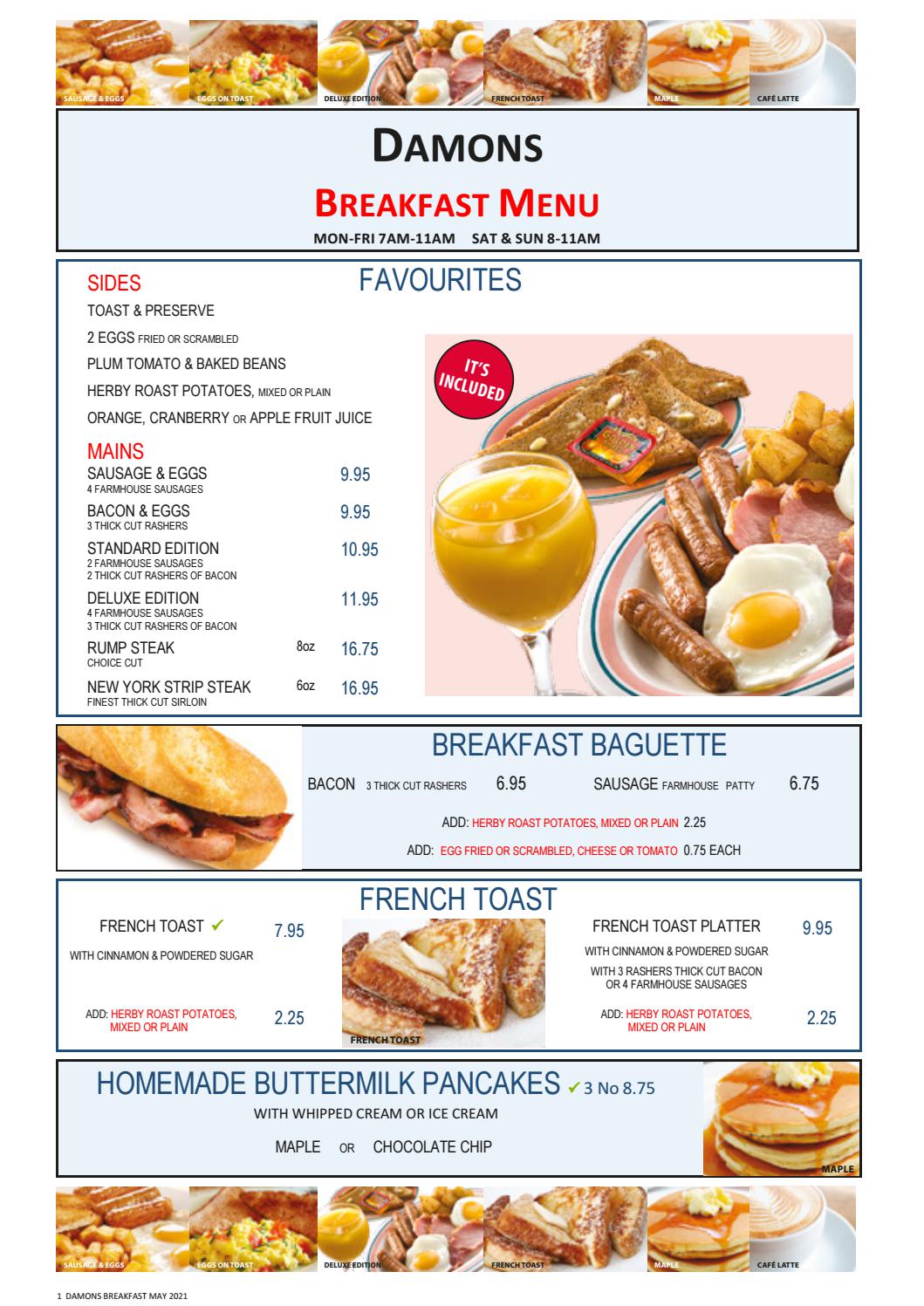 Damons Breakfast Menu by PaulStafford Issuu