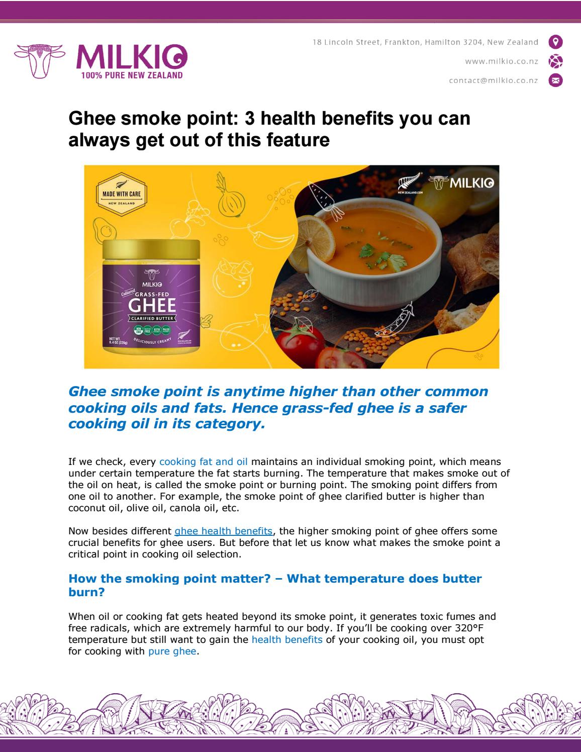 Ghee smoke point by MILKIO Issuu