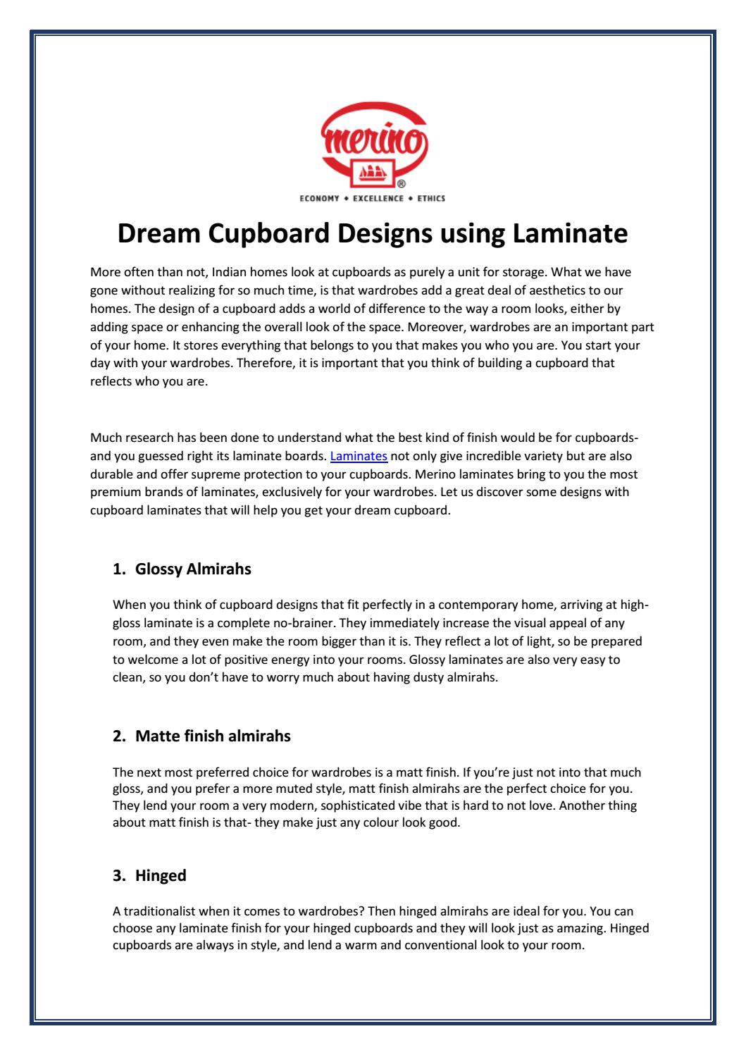 Dream Cupboard Designs using Laminate by Bella Joseph Issuu