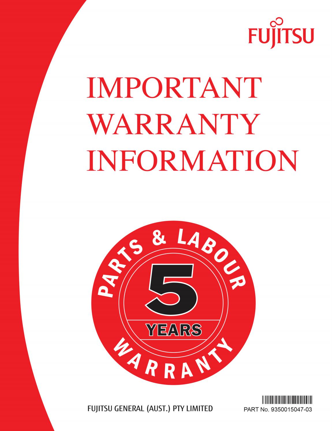 Fujitsu 5 Year Warranty Card by Fujitsu General Australia & New Zealand Issuu