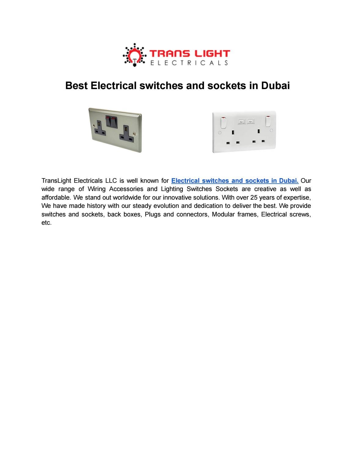 Best Electrical switches and sockets in Dubai by TransLight Electricals