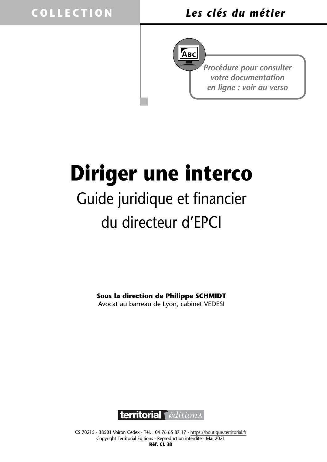 Diriger une interco guide juridique et financier du directeur d epci by ...