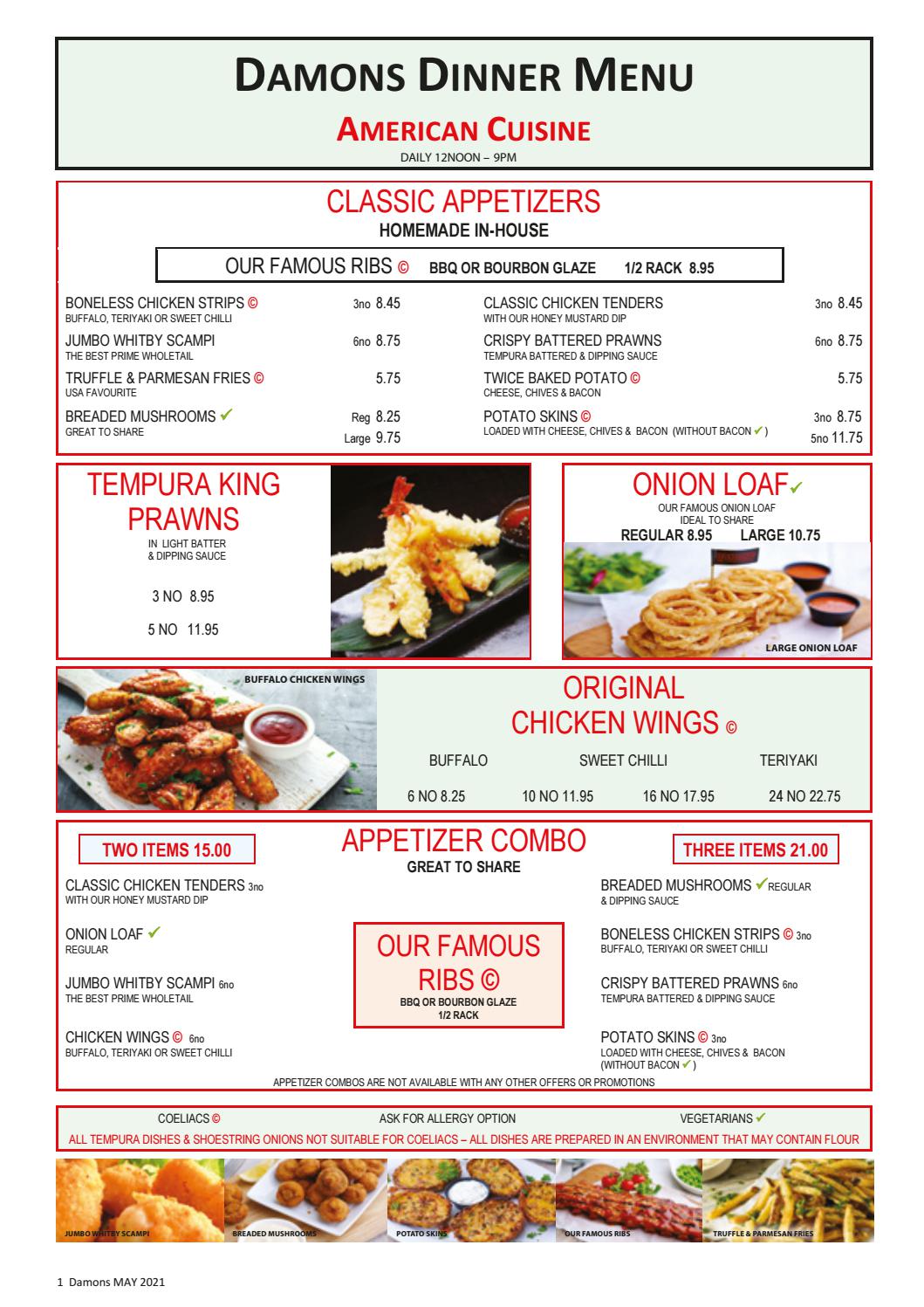 Damons Dinner Menu by PaulStafford Issuu